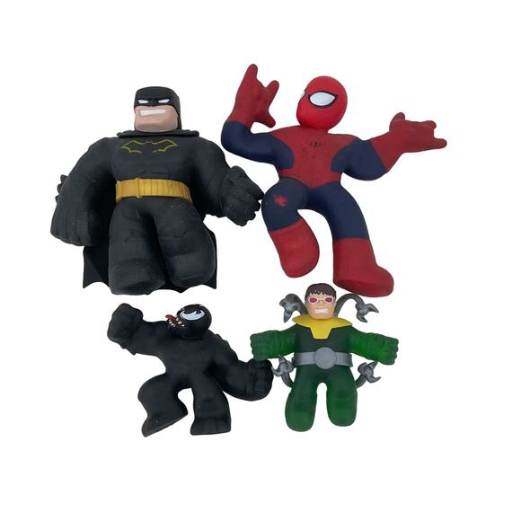Marvel Spiderman Batman Venom Rubber Stretch Action Figure Lot Preowned - Picture 1 of 6